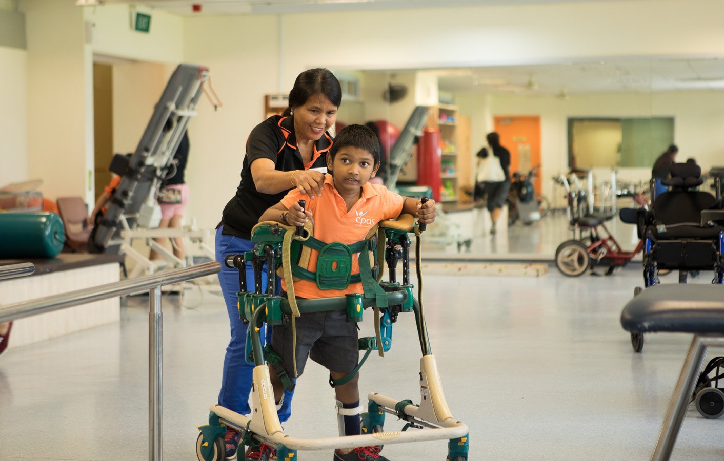 Muscular dystrophy therapy and mobility support for children